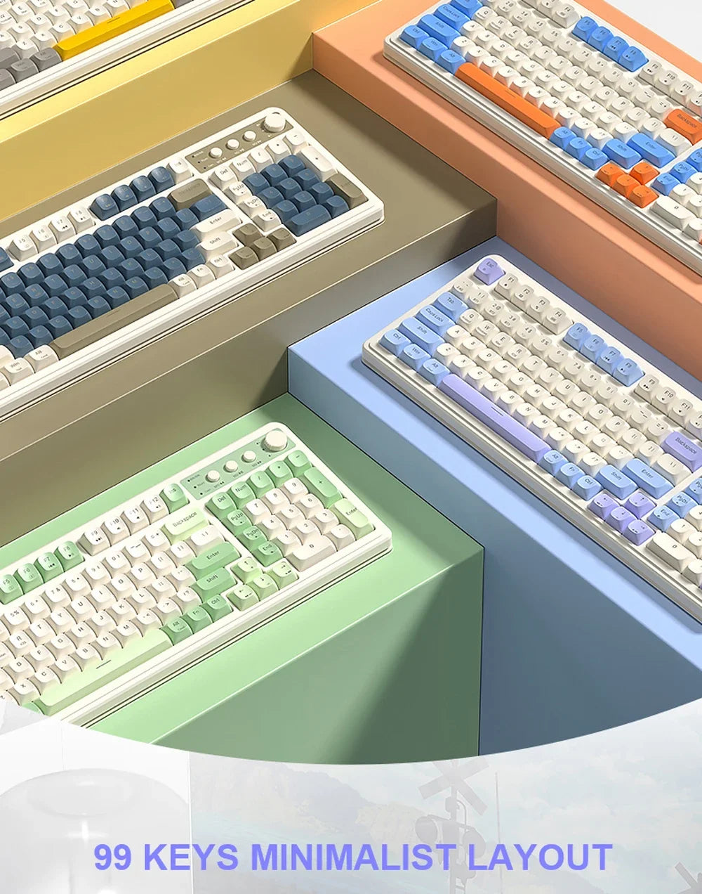AULA S99 독거미 키보드 Membrane KeyboardWireless Bluetooth Wired Three Mode RGB Gamer Keyboards Office Typing Mute 99 Keys