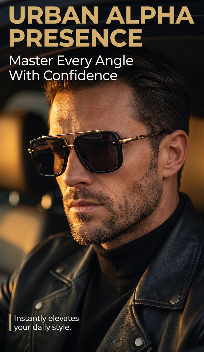 Steampunk Square Double Bridge Sunglasses Men Big 2026 Luxury Brand Designer Retro Punk Driving Sun Glasses Metal Frame Eyewear