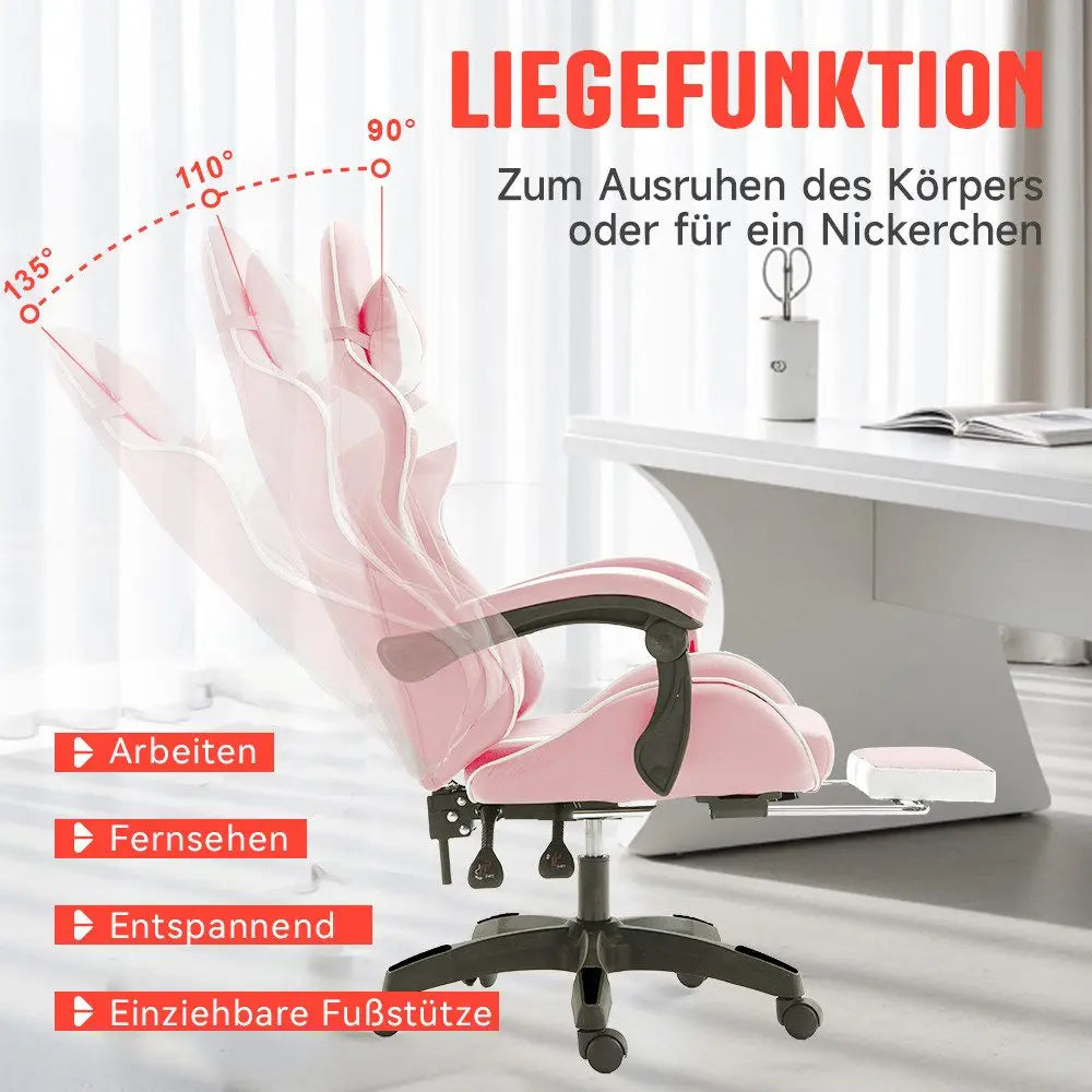 Ergonomic gaming chair, office chair, height adjustable,PU leather computer chair, with headrest and lumbar support, 360° swivel