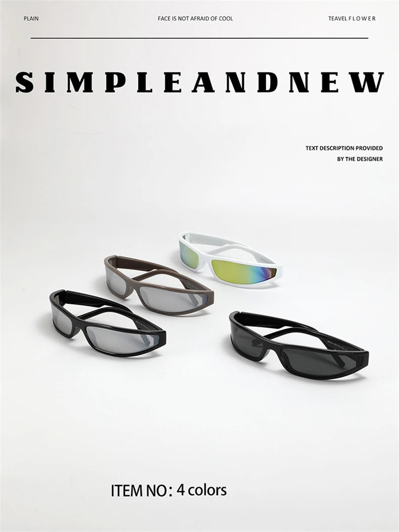 Y2k Futuristic Sunglasses Women Men Vintage Small Rectangle Frame Wrap Around Sun Glasses Punk Cool Mirror Eyewear Sports Shades
