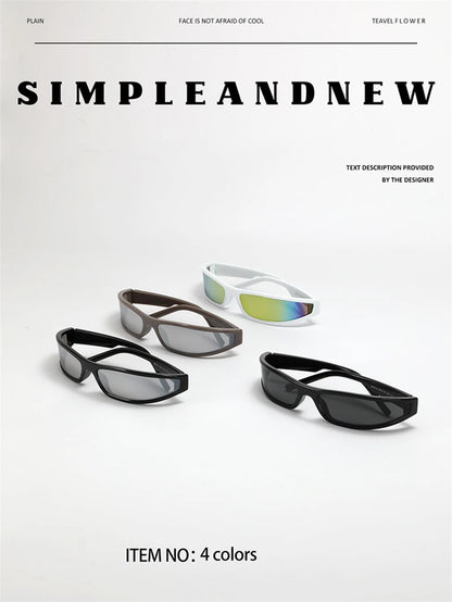 Y2k Futuristic Sunglasses Women Men Vintage Small Rectangle Frame Wrap Around Sun Glasses Punk Cool Mirror Eyewear Sports Shades