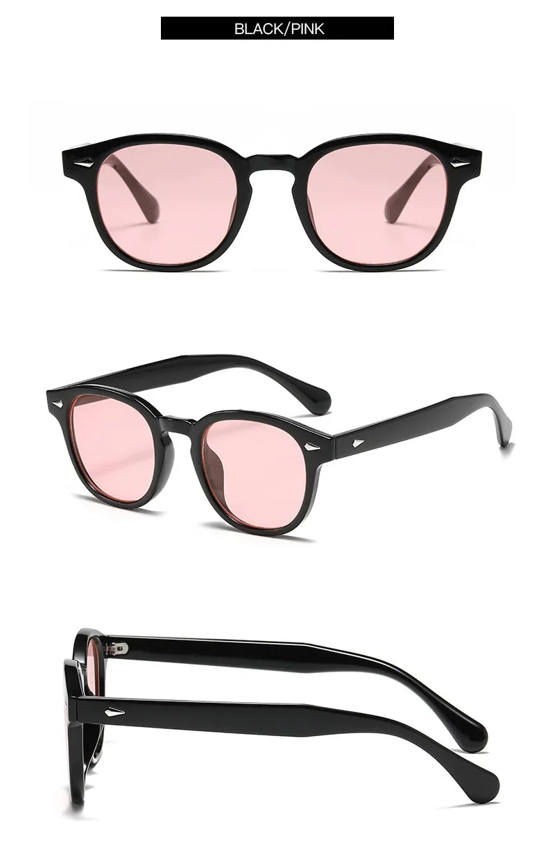 JNPCXI New Retro Round Sunglasses Women Yellow Fashion Rivets Decoration Shades UV400 Men Punk Sun Glasses