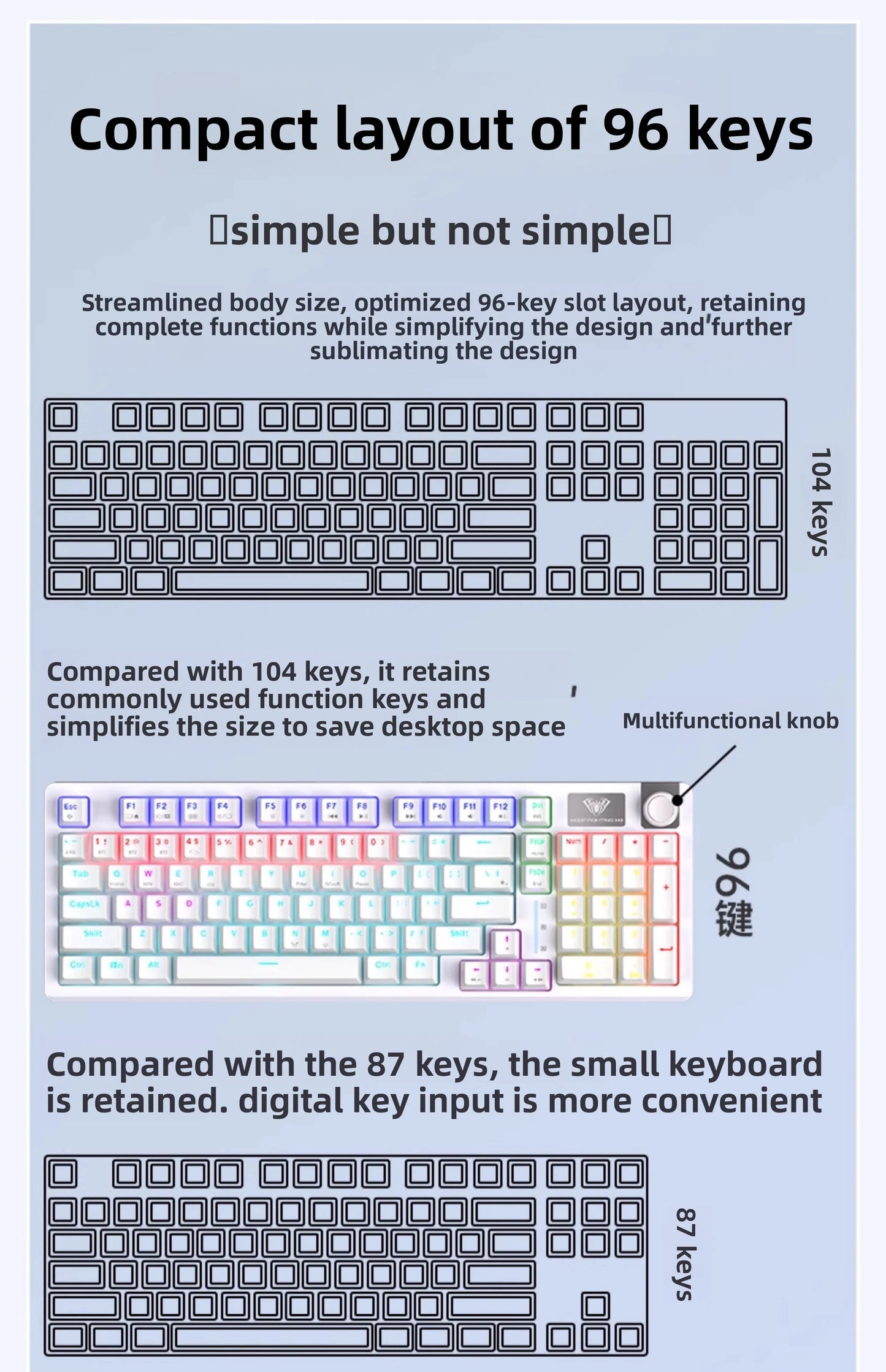 AULA S98 Lipstick Liquid Foundation Series Wireless Keyboard Hot-swappable E-sports Gaming Office Long Life Laptop Accessories
