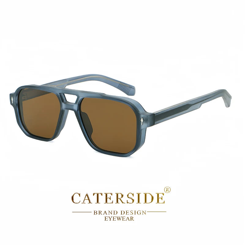 CATERSIDE Vintage Punk Sunglasses Men Flat Top Double Bridges High Quality Sun Glasses Women Travel Party Festival Eyeglasses