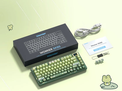 Womier SK80 Green 75% Keyboard with Color OLED Display Mechanical Gaming Keyboard Gasket Mounted RGB Hot Swap Custom Keyboard