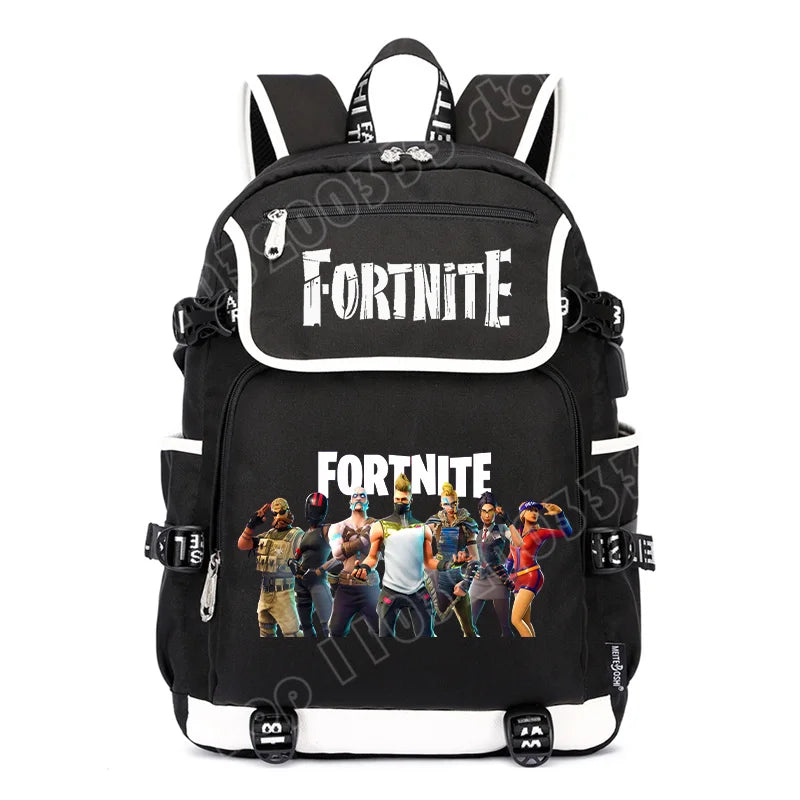 Fortnites Rucksack mit großem Fassungsvermögen, lässige Umhängetasche mit USB-Anschluss, Unisex-Anime-Schultasche für Schüler, neues stilvolles Schreibwaren-Geschenk