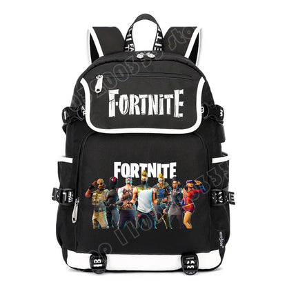 Fortnites Rucksack mit großem Fassungsvermögen, lässige Umhängetasche mit USB-Anschluss, Unisex-Anime-Schultasche für Schüler, neues stilvolles Schreibwaren-Geschenk