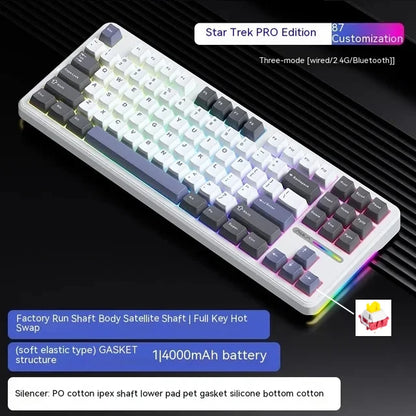 Teclado mecánico AULA F87 Pro 2.4g/USB/Bluetooth inalámbrico trimodo de 87 teclas, RGB, PBT, gasket, 5 capas de amortiguación, teclas completas sin impacto