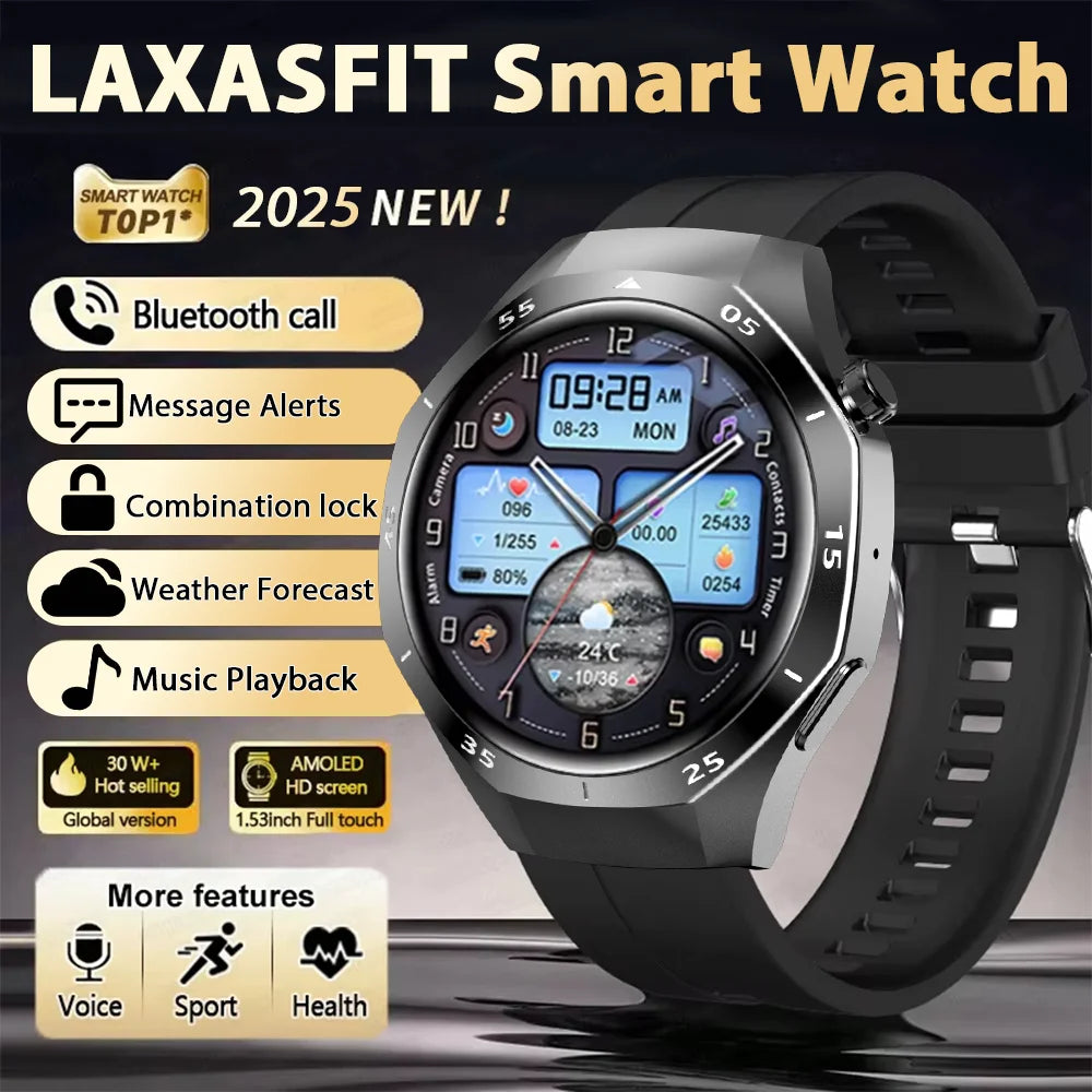 LAXASFIT 2026 New Smart Watch Men's 1.52 HD Screen Bluetooth Talk Heart Rate Monitor Men Women NFC Outdoor Sports Smart Watch