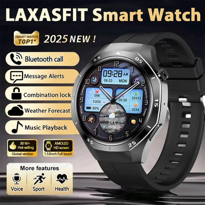 LAXASFIT 2026 New Smart Watch Men's 1.52 HD Screen Bluetooth Talk Heart Rate Monitor Men Women NFC Outdoor Sports Smart Watch