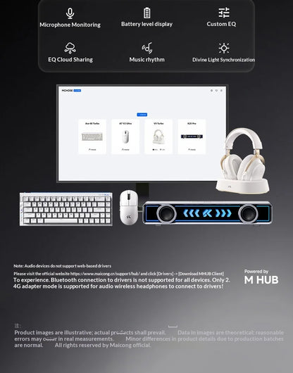 MCHOSE V9 Turbo Gaming Headset BT 2.4G Low Latency Wireless Esport With 60mm Dynamic Driver 2000mAh Magnetic Charging For Gamers