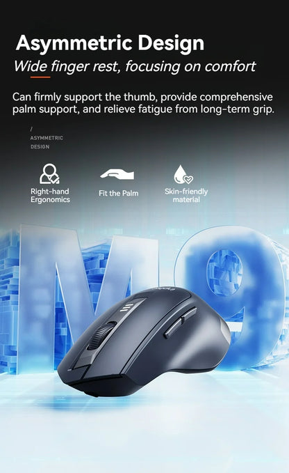 Brezžična miška Inphic M9 z 2.4G USB-sprejemnikom, polnilna prek Type-C, tihimi gumbi, prikazom napolnjenosti in ergonomsko zasnovo – univerzalna pisarniška miška