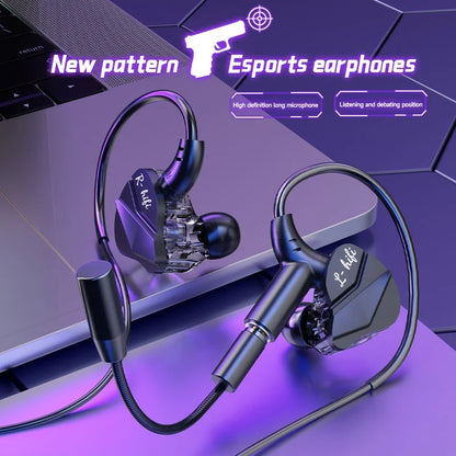 Gaming Earbuds with Dual Microphones, HiFi Stereo Gaming Headset Type-C & 3.5mm Wired In-Ear Earphones, Noise Reduction Gamer Headphones with Mic for Samsung