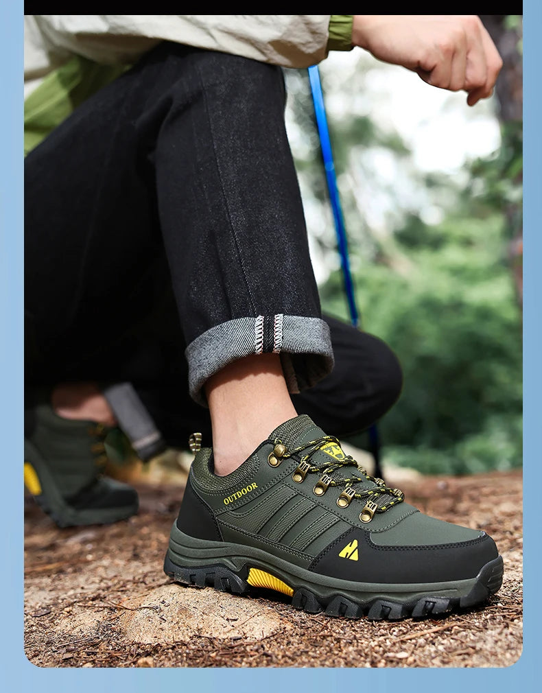 Men's Hiking Shoes outdoor waterproof Leather Anti Slip Comfortable Hunting Walking Shoes Wear-resistant Casual Sneakers