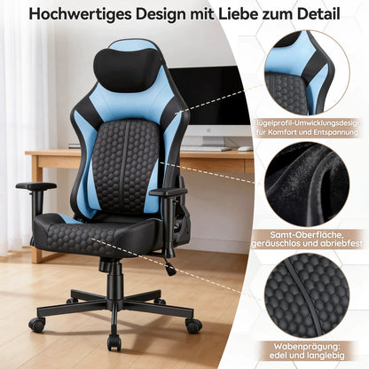 Devoko Gaming chair with 6-35 ° adjustable lumbar support, thickened and wide seat cushion, ergonomic desk chair