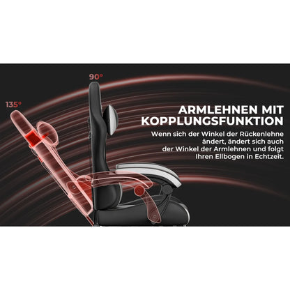 Ergonomic Gaming Chair with Lumbar Support & Headrest, Adjustable Gamer Chair, Reclining PC Office Chair with Footrest for Adults