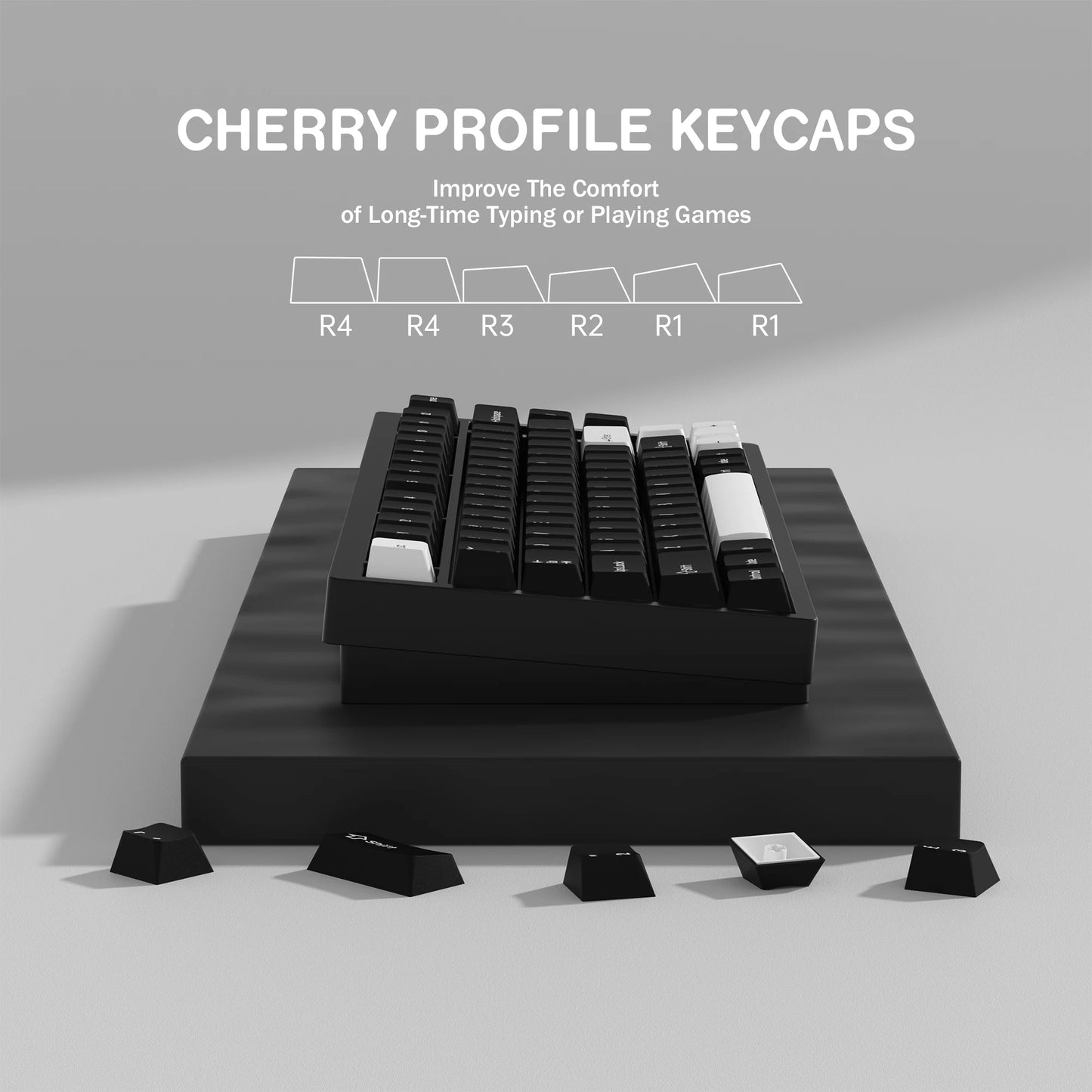 KBDiy GMK WOB Keycap Cherry Profile Double Shot PBT ISO 7u Black and White Keycaps For Mechanical Keyboard Retro Gaming Key Cap