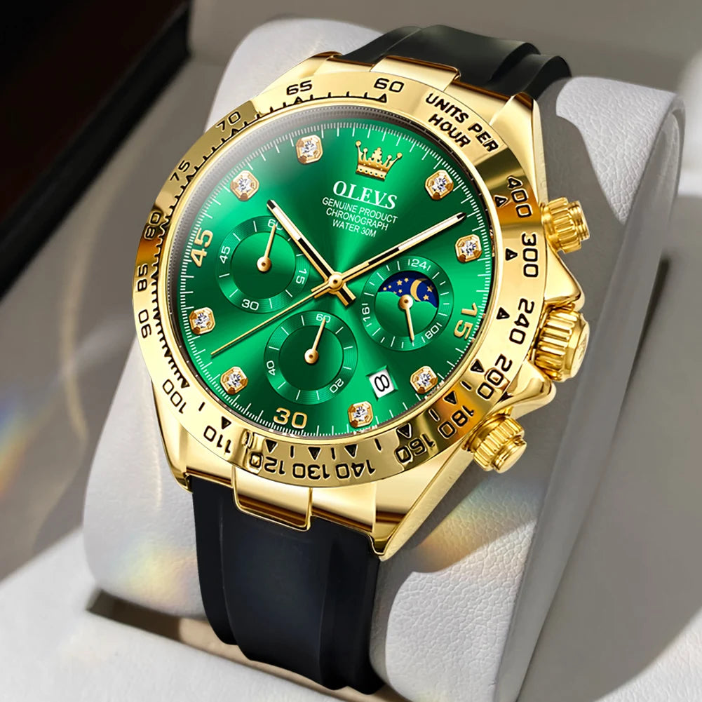 Relógio para homem OLEVS – Relógio de quartzo de luxo, estanque e luminescente, equipado com cronógrafo e indicador de data – Relógio desportivo para homem de uma grande marca