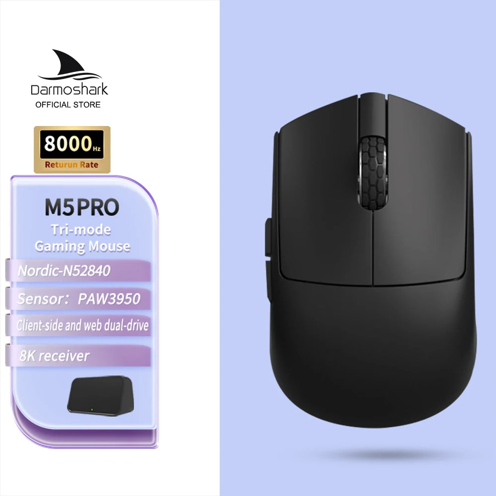 Darmoshark M5Air Forged Carbon Fiber Wireless 8K Gaming Mouse PAW3950 30K DPI Small Hand Finger Grip Game Macro Mice Lightweight