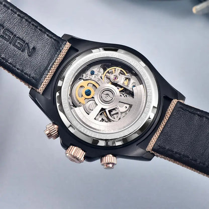 PAGANI DESIGN Luxury Men's Mechanical Watch 40mm Multifunctional timing watch Rainbow Bezel Sapphire Glass Men's Watches PD1732