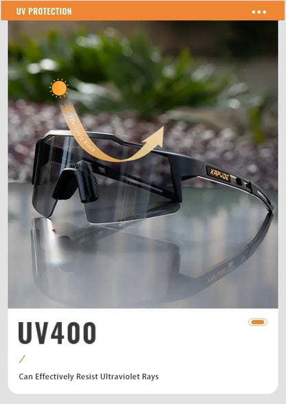 KAPVOE Photochromic Cycling Sunglasses for Men Glasses Fashion Mountain Bicycle Road Speed Cool Goggles Sports MTB Bike Eyewear
