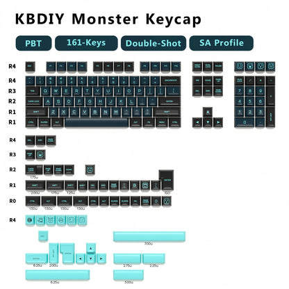 KBDiy 161 Keys/Set PBT SA Profile GMK Keycaps for Mechanical Keyboard Black And White Double Shot Keycap Custom ISO for K500