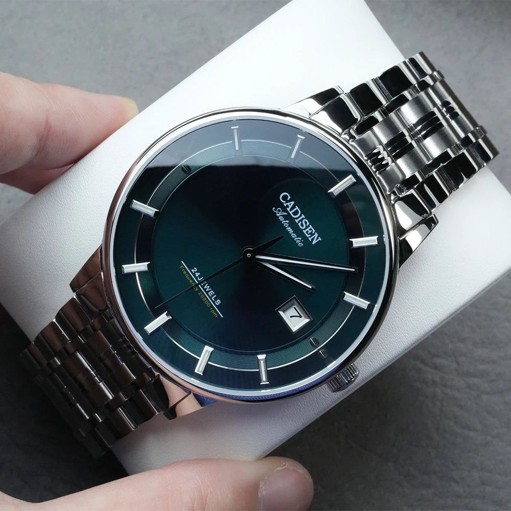 CADISEN Ultra-thin Mechanical Wriswatch Japan MIYOTA 9015 Top Brand Luxury Single-dome Sapphire Crystal  Automatic Watch Man