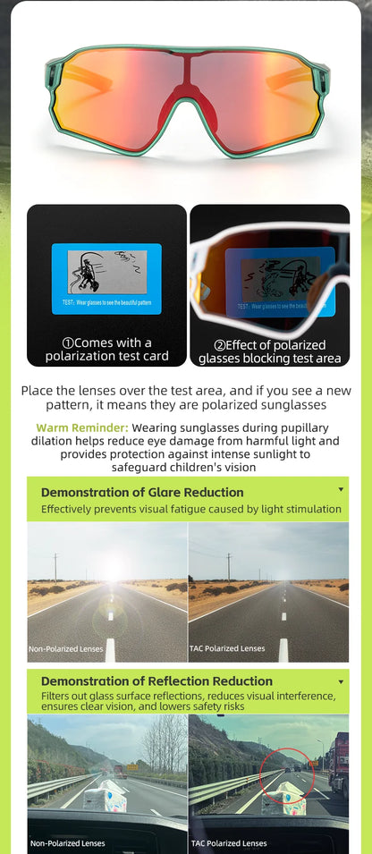 ROCKBROS Children's Cycling Glasses Polarized Photochromic Lens Children Bicycle Glasses Non-Slip Rubber Temple Arm Bike Glasses