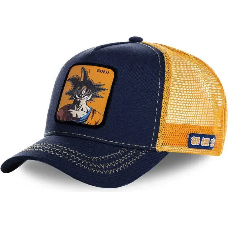 Dragon Ball Son Goku -lippalakki, baseball-lippalakki, kesälippalakki, miesten brodeerattu hip-hop-aurinkolippalakki, säädettävä trucker-lippalakki, verkkokangaslippalakki