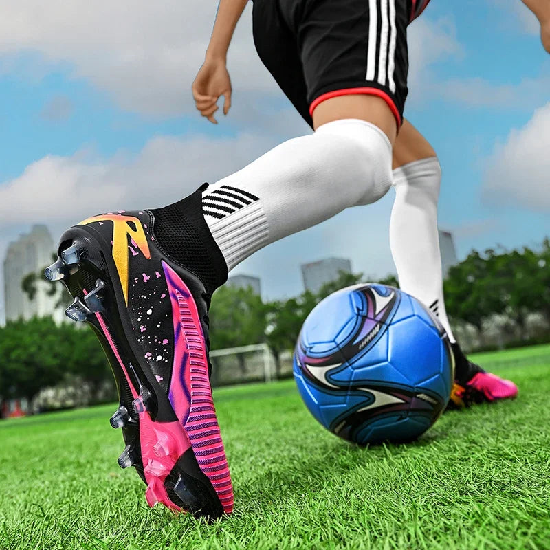 Chaussures de football pour hommes, chaussures de sport, chaussures de futsal à tige haute, chaussures de football de haute qualité pour l'intérieur, antidérapantes, pour l'entraînement en extérieur, crampons ultra-lég