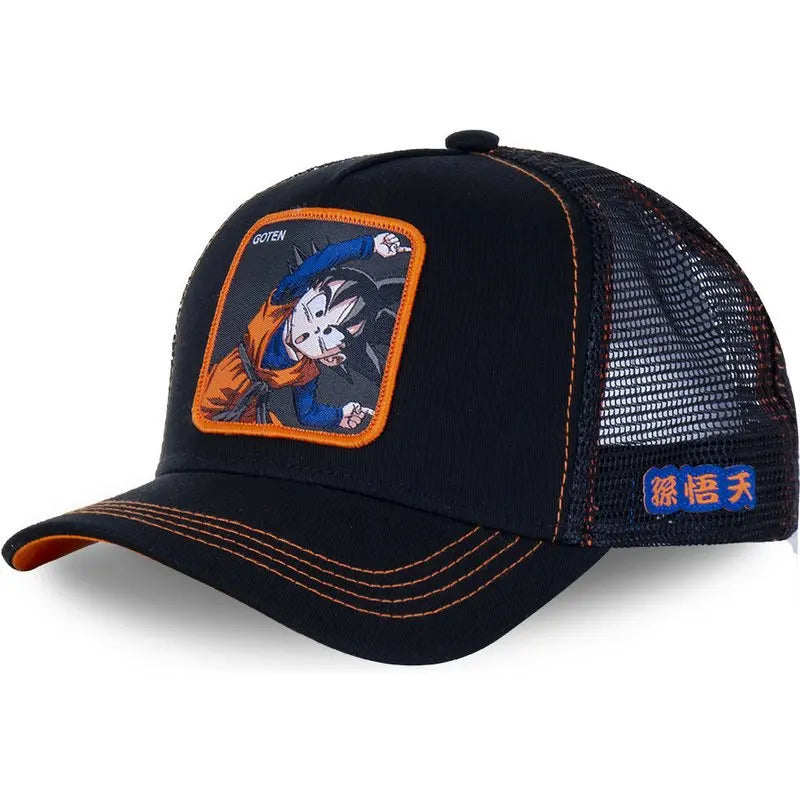New Dragon Ball Son Goku Cap Summer Travel Peaked Cap Men's Embroidery Hip-Hop Cap Style Sun Visor Adjustable Trucker Mesh Cap