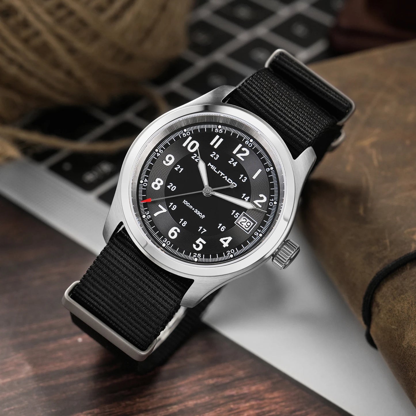 Militado ML08 Vintage Quartz Watch Ronda 515 Movement Ar Sapphire Mirror 38Mm Wrist Watch Date Super Luminous Waterproof Watches