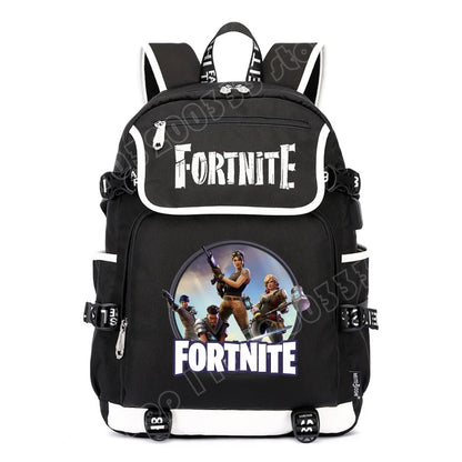Fortnites Rucksack mit großem Fassungsvermögen, lässige Umhängetasche mit USB-Anschluss, Unisex-Anime-Schultasche für Schüler, neues stilvolles Schreibwaren-Geschenk