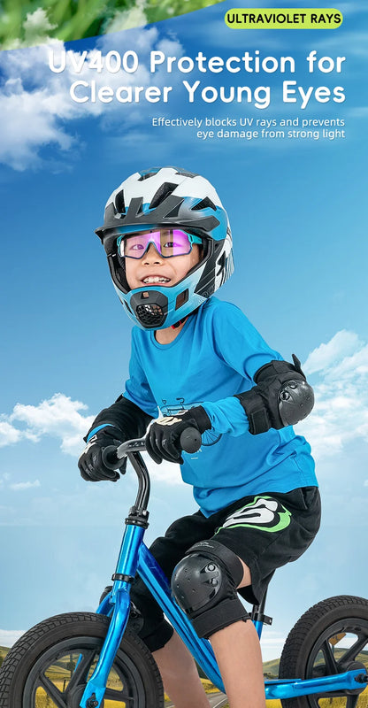 ROCKBROS Children's Cycling Glasses Polarized Photochromic Lens Children Bicycle Glasses Non-Slip Rubber Temple Arm Bike Glasses