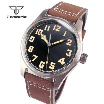 Tandorio Dive 39mm Pilot Men's Stainless Steel Automatic Watch Japan NH35/Miyota 8215/PT5000 AR Sapphire Glass 20BAR Luminous