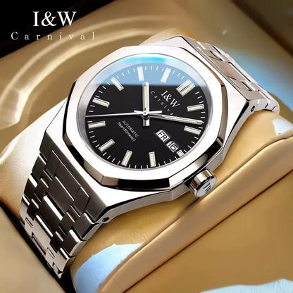 Montre mécanique pour homme CARNIVAL – Montre-bracelet automatique de luxe, verre saphir, mouvement MIYOTA, étanche jusqu'à 50 m