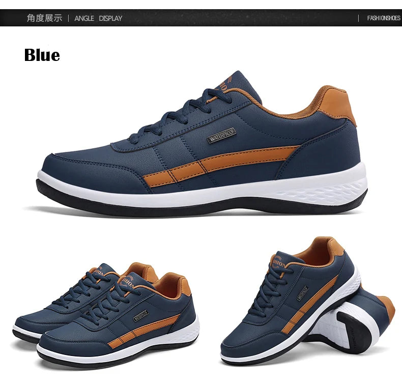 YRZL férfi cipő tavaszra és őszre, vízálló gyalogló sneaker, szabadidős férfi bőr sportcipő, csúszásmentes lábbeli, teniszcipő férfiaknak
