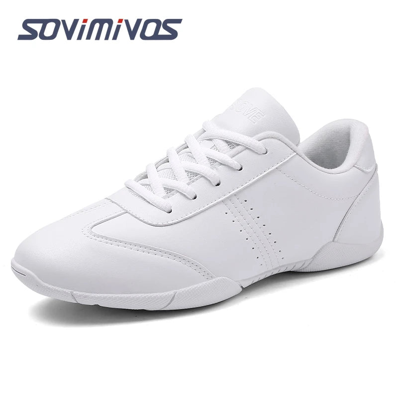 Women Dance Shoes Lightweight Flat Athletic Shoes Competitive Aerobic Gymnastics Shoes Fitness Sports Shoes White Dance Sneakers