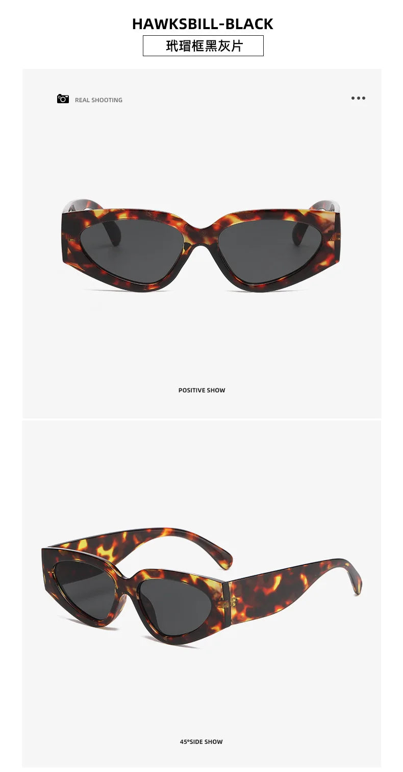 unique black white patchwork cat eye sunglasses for women new fashion small round gradient sun glasses ladies sexy Y2K shades