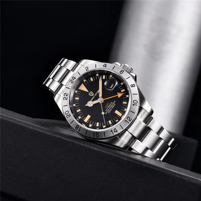 PAGANI DESIGN 2025 New Men's Automatic Mechanical Watch GMT Classic Retro Stainless Steel 200m Water Resistant Men's Wristwatch