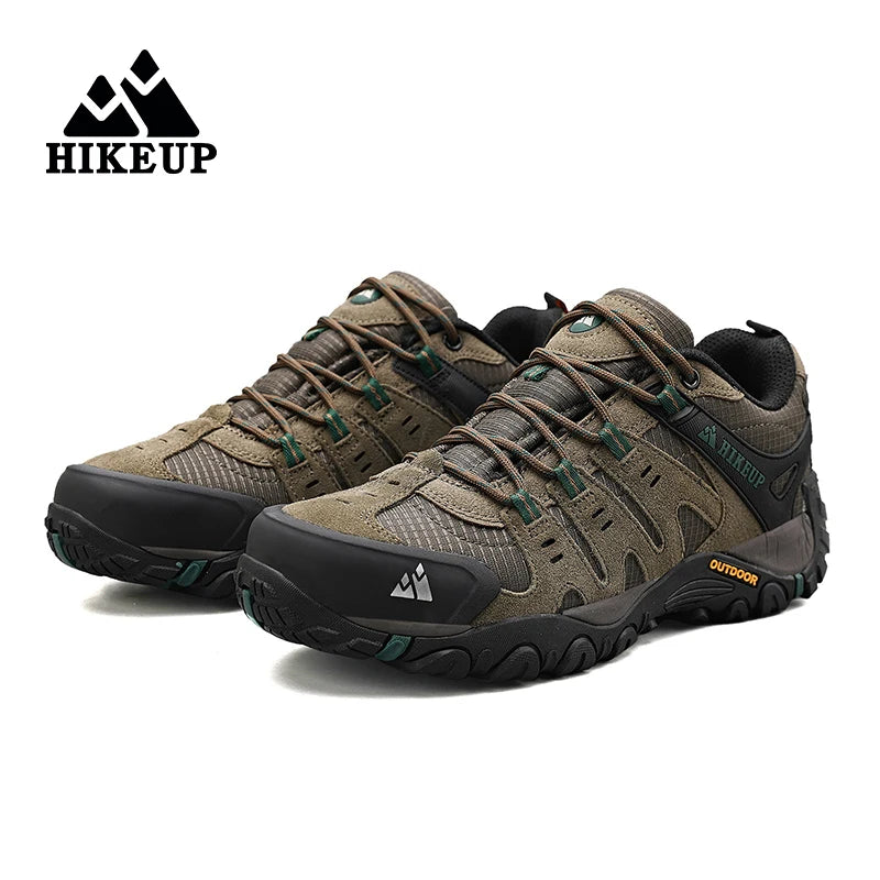 HIKEUP-Chaussures de randonnée en cuir suédé pour homme, baskets d'extérieur résistantes à l'usure, trekking, marche, chasse