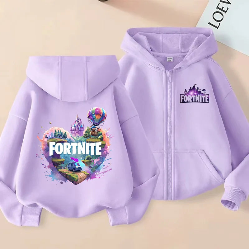 Fortnites Kinder-Kapuzenjacken mit Reißverschluss Anime Fortress Night Sweatshirts Game Frühling Herbst Hoodies Sportbekleidung Kinderkleidung Geschenk