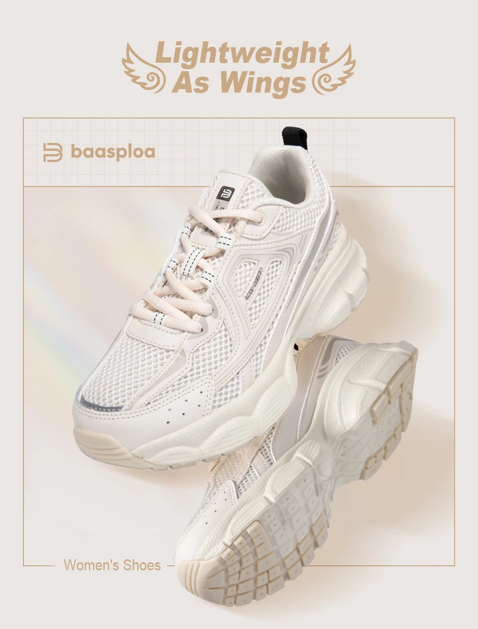 Chaussures de course pour femme Baasploa : baskets de jogging légères et tendance en mesh, antidérapantes, pour femme, d'extérieur, respirantes, colorées et décontractées