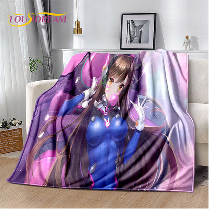 Overwatch Game Gamer DVA Reaper mekana plišana deka, flanelska deka za dnevni boravak, spavaću sobu, krevet, kauč, piknik, djecu, 3D