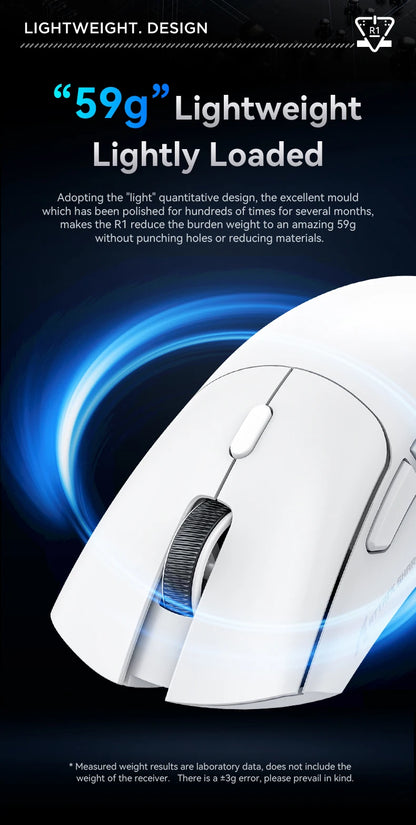 Attack Shark R1 Tri-Mode 2.4g-BT-Wired, PAW3311 18000DPI, 59g Lightweight Gaming Mouse