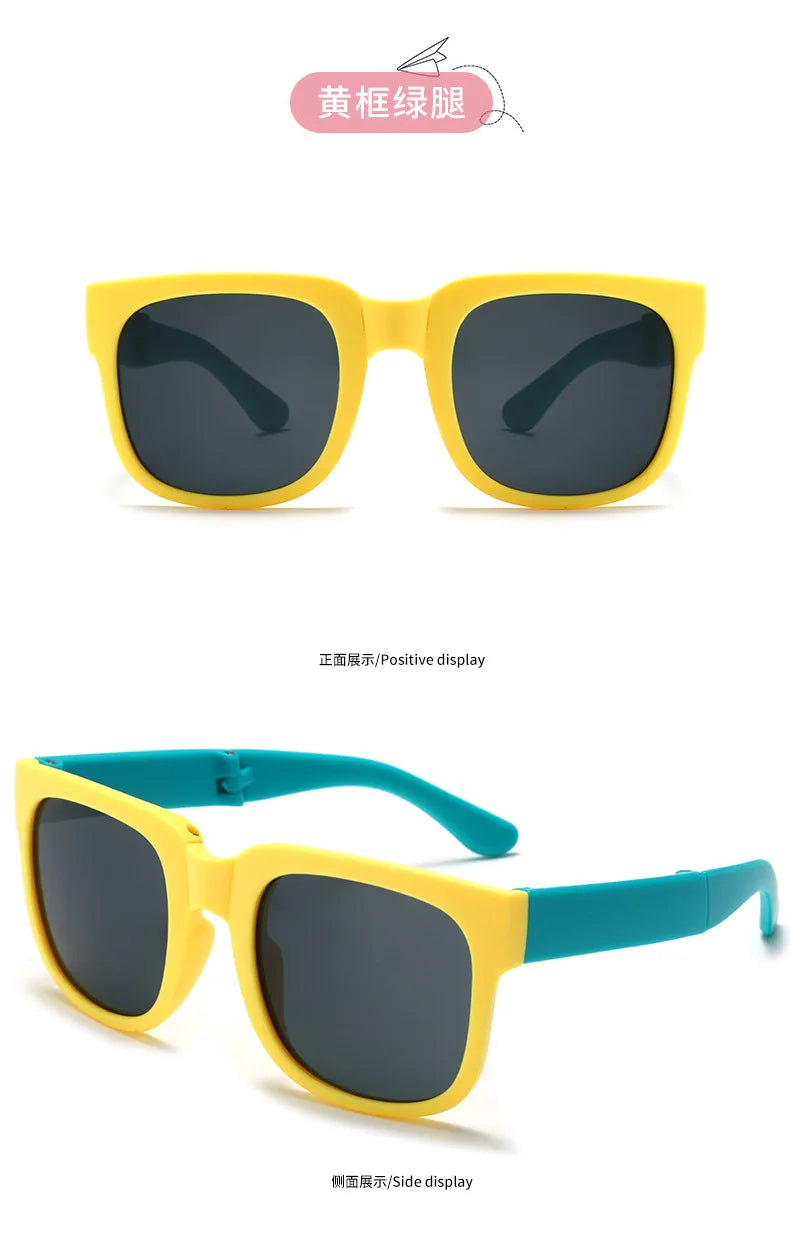 Fashion Kids Folding Sunglassess New Ultralight Candy Color Children Sun Glasses Portable Square Frame Eyewear for Girls Boy