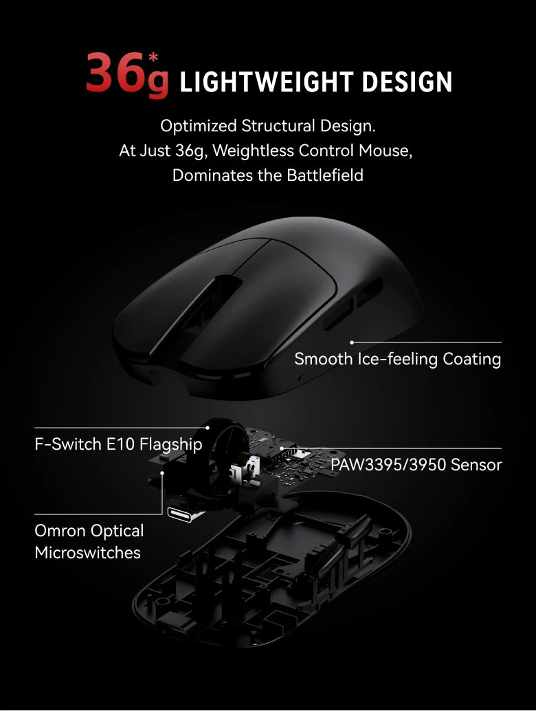 ATK VXE MAD R MAJOR Gaming Mouse Wireless 8K, PAW3950/3395 Sensor, Ultra-Lightweight Ergonomic Gaming Mouse, Dual-Mode RGB Gaming Mouse