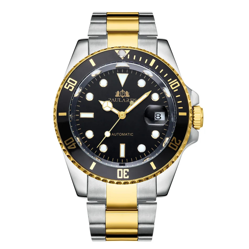High Quality Automatic Mechanical Watch for Men Stainless Steel Red Dial Date Strong Luminous Luxury Men's Watch