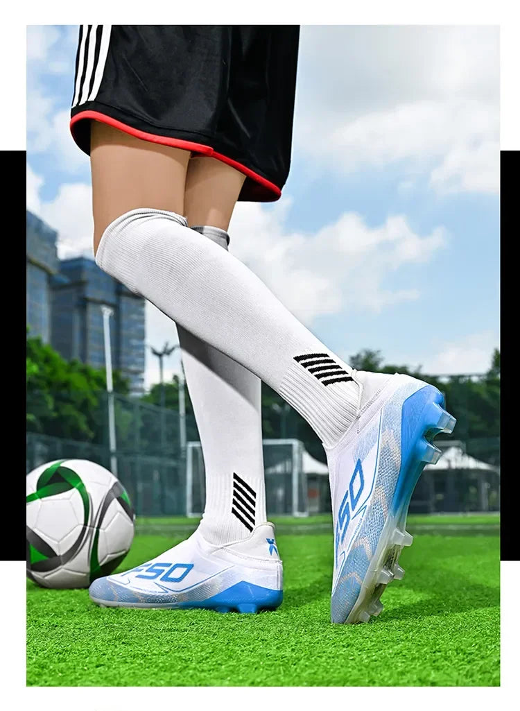 Chaussures de football respirantes AG pour hommes et femmes, chaussures de football professionnelles antidérapantes, chaussures de sport d'extérieur, crampons d'entraînement