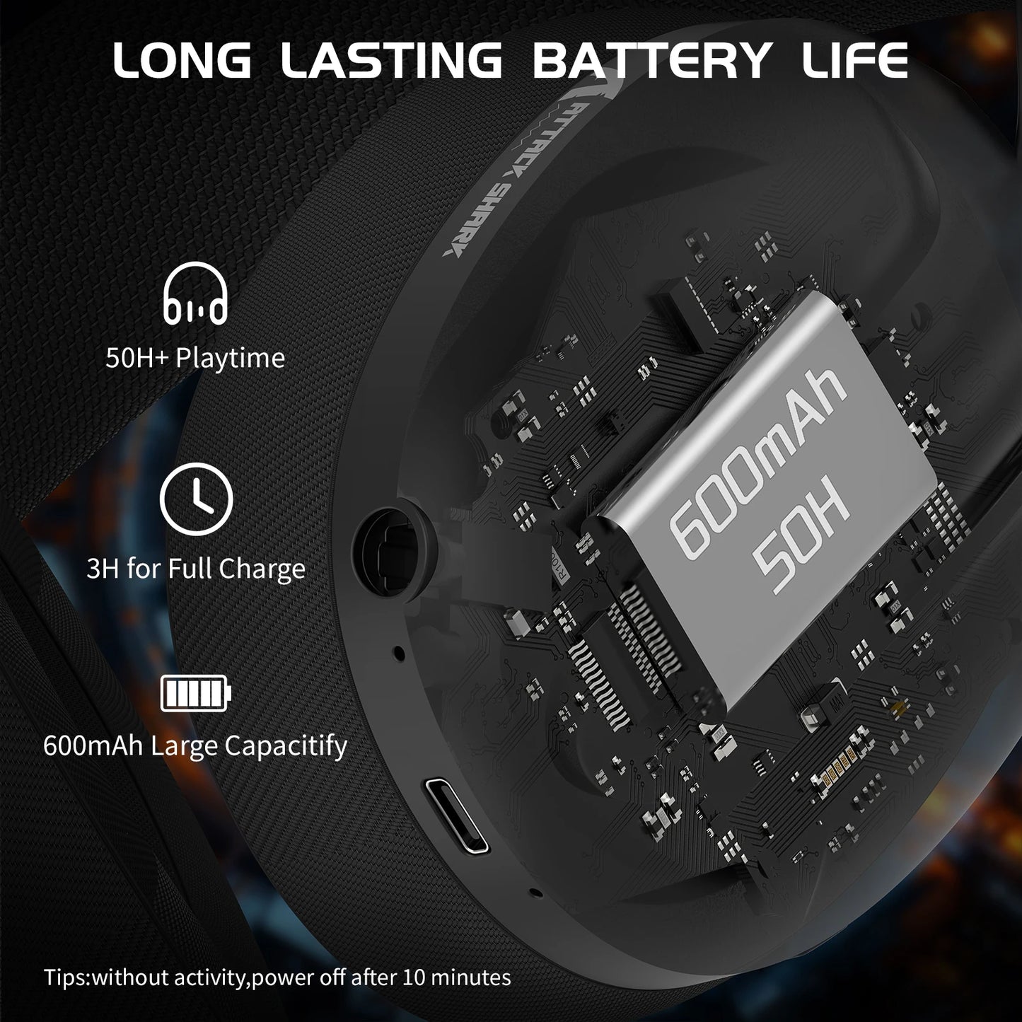 Cuffie gaming ATTACK SHARK L80 ultra leggere 180g – Wireless tri-mode (Bluetooth 5.3 / 2.4G / cablate), audio surround 5.1, driver da 40mm, microfono rimovibile